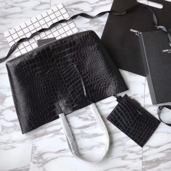 Replica YSL Saint Laurent Shopping Tote Bag Crocodile Embossed Leather