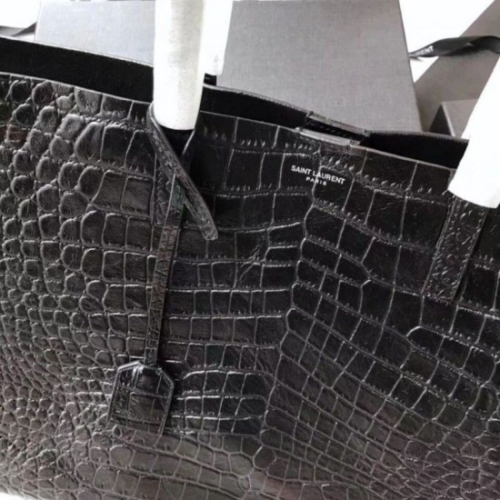 Replica YSL Saint Laurent Shopping Tote Bag Crocodile Embossed Leather