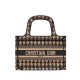 Fake Christian Dior Mini Houndstooth Embroidery Book Tote Handbag Cream Replica