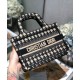 Fake Christian Dior Mini Houndstooth Embroidery Book Tote Handbag Cream Replica