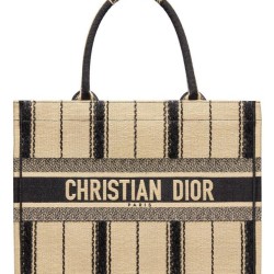 Replica Christian Dior Book Tote Bayadere Small Embroidered Tote Apricot