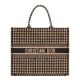 Replica Christian Dior Houndstooth Embroidery Book Tote Handbag Cream