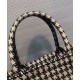 Replica Christian Dior Houndstooth Embroidery Book Tote Handbag Cream