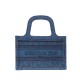 Replica Christian Dior Book Tote Mini Denim Dior Oblique Embroidered Tote Blue