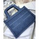 Replica Christian Dior Book Tote Mini Denim Dior Oblique Embroidered Tote Blue