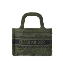 Fake Christian Dior Book Tote Mini Camouflage Embroidered Tote Green Replica