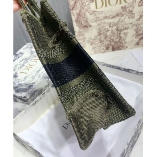 Fake Christian Dior Book Tote Mini Camouflage Embroidered Tote Green Replica