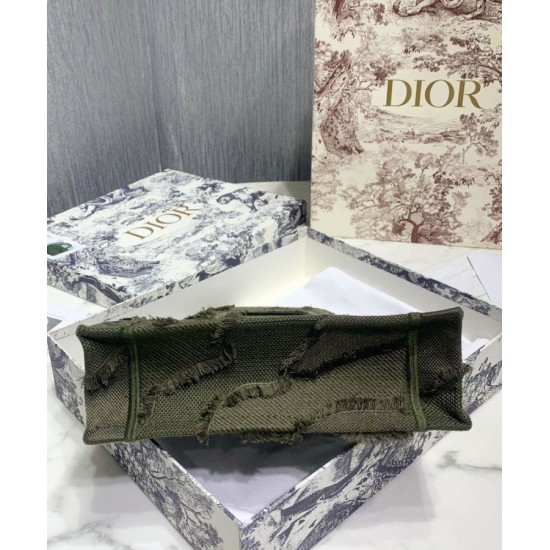 Fake Christian Dior Book Tote Mini Camouflage Embroidered Tote Green Replica