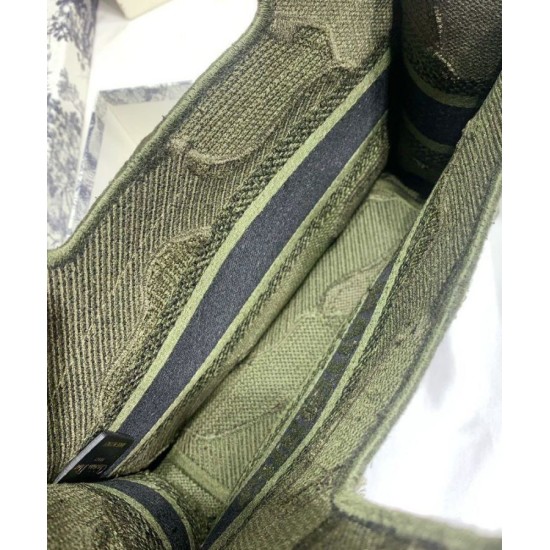 Fake Christian Dior Book Tote Mini Camouflage Embroidered Tote Green Replica