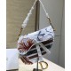 Fake Christian Dior Multicolor Saddle Camouflage Embroidered Canvas Bag With Multicolored Flowers White Replica Replica Christian Dior Multicolor Saddle Camouflage Embroidered Canvas Bag With Multicolored Flowers White