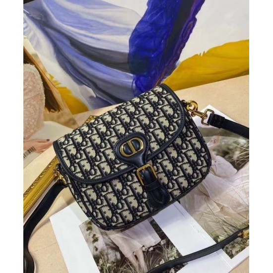 Replica Christian Dior Medium Dior Bobby Handbag Dark Blue