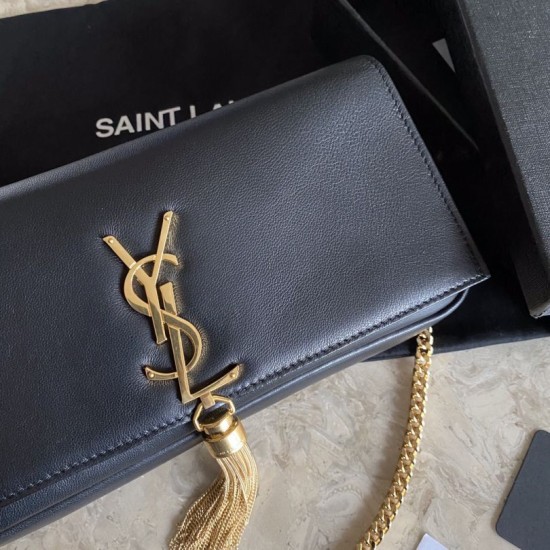 Replica YSL Saint Laurent Monogram Kate 99 With Tassel Lambskin Black