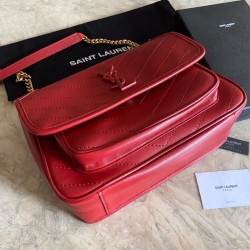 Fake YSL Saint Laurent Niki Medium Smooth Leather Bag Red Replica