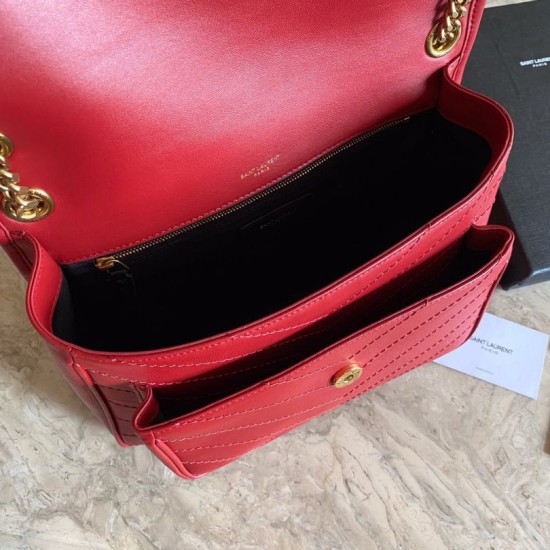 Fake YSL Saint Laurent Niki Medium Smooth Leather Bag Red Replica