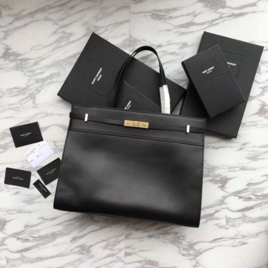 Replica YSL Saint Laurent Medium Manhattan Top Handle Bag Black