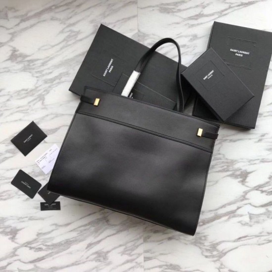 Replica YSL Saint Laurent Medium Manhattan Top Handle Bag Black
