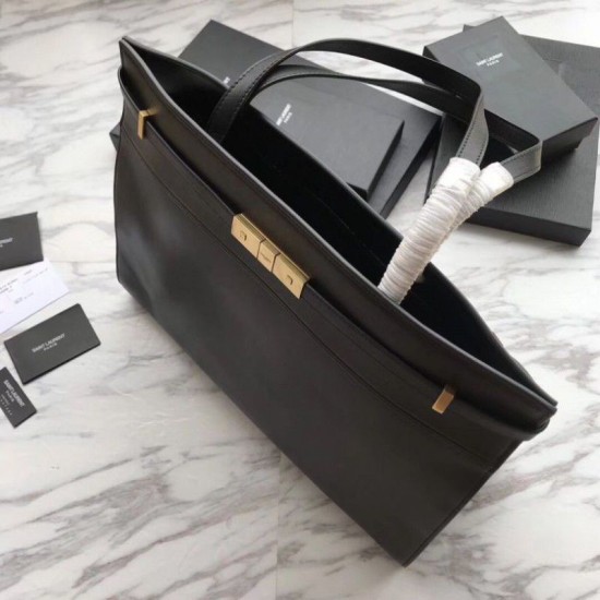 Replica YSL Saint Laurent Medium Manhattan Top Handle Bag Black