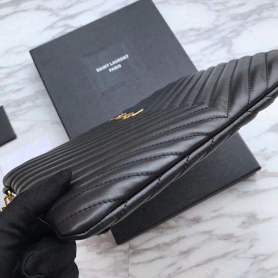 Replica YSL Saint Laurent Monogram Tablet Pouch Matelasse Leather Black