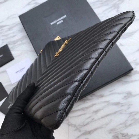 Replica YSL Saint Laurent Monogram Tablet Pouch Matelasse Leather Black