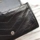 Fake YSL Saint Laurent  Niki Large Wallet Crinkled Leather Black Replica