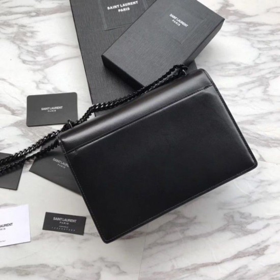 Replica YSL Saint Laurent Medium Sunset Bag Smooth Leather Black Hardware