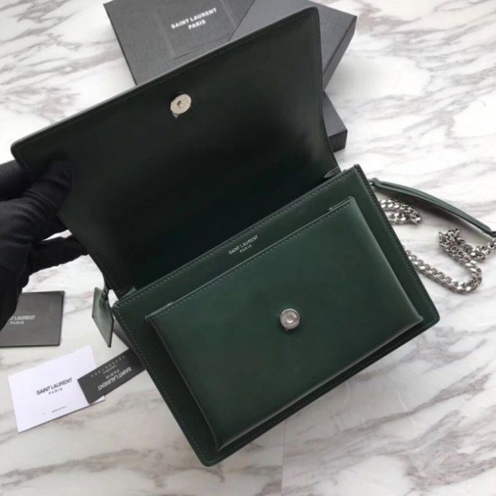 Replica YSL Saint Laurent Medium Sunset Bag Smooth Leather Green