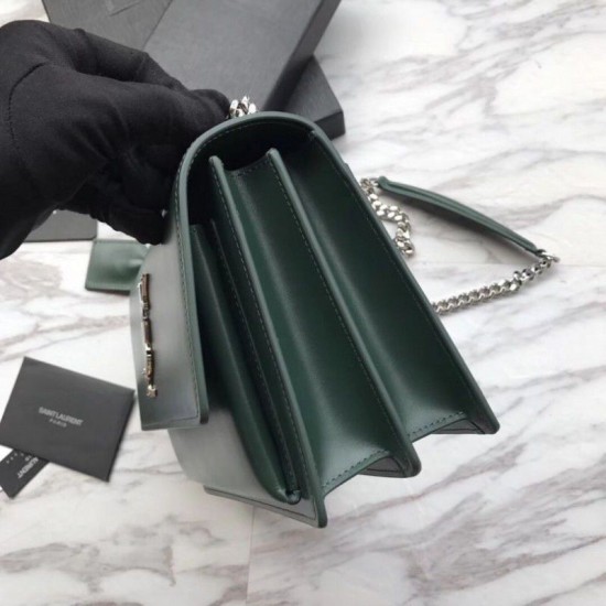 Replica YSL Saint Laurent Medium Sunset Bag Smooth Leather Green
