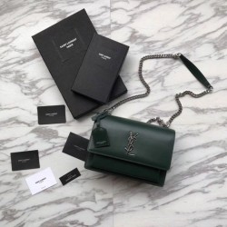 Replica YSL Saint Laurent Medium Sunset Bag Smooth Leather Green