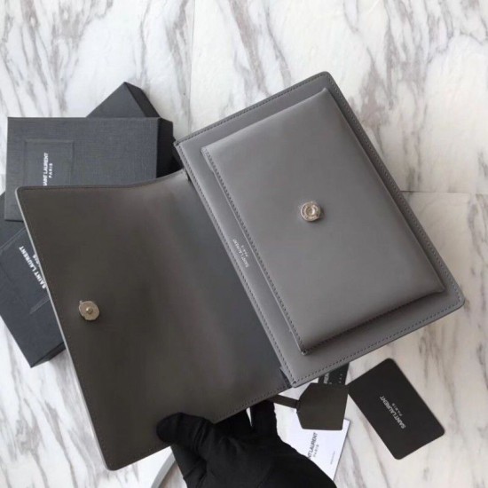 Replica YSL Saint Laurent Medium Sunset Bag Smooth Leather Gray