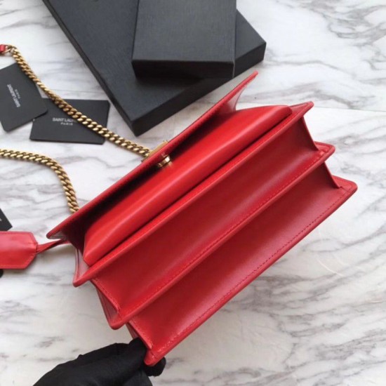 Replica YSL Saint Laurent Medium Sunset Bag Smooth Leather Red