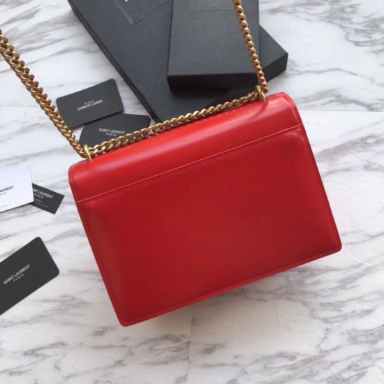 Replica YSL Saint Laurent Medium Sunset Bag Smooth Leather Red