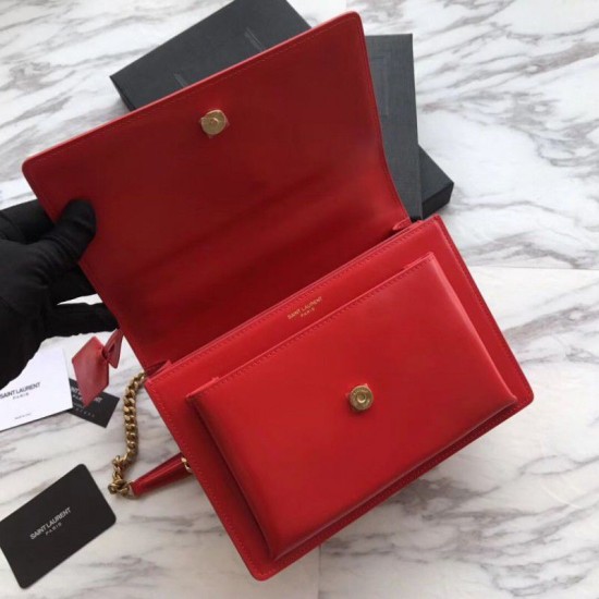 Replica YSL Saint Laurent Medium Sunset Bag Smooth Leather Red