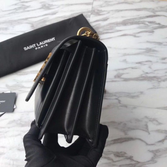 Replica YSL Saint Laurent Medium Sunset Bag Smooth Leather Black Gold Hardware