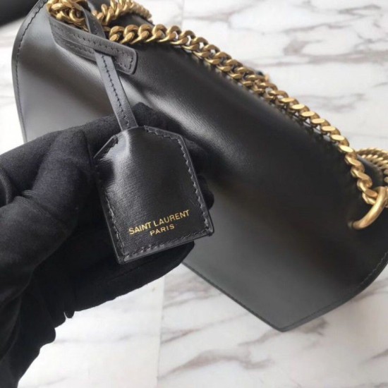 Replica YSL Saint Laurent Medium Sunset Bag Smooth Leather Black Gold Hardware