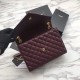 Fake YSL Saint Laurent Envelope Small Bag Grain Embossed Claret Replica