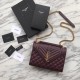 Fake YSL Saint Laurent Envelope Small Bag Grain Embossed Claret Replica