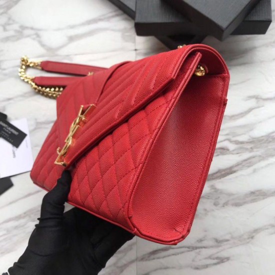 Replica YSL Saint Laurent Envelope Small Bag Grain Embossed Red