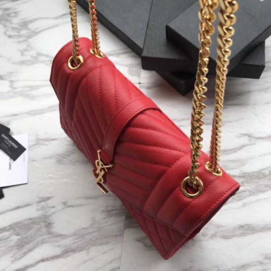 Replica YSL Saint Laurent Envelope Small Bag Grain Embossed Red