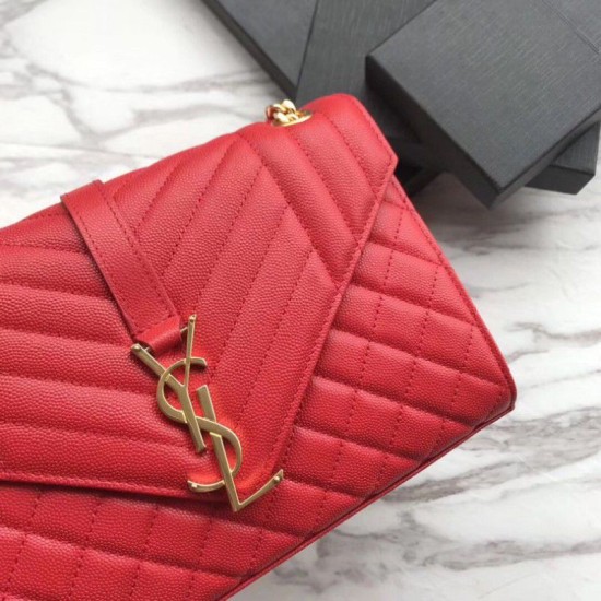 Replica YSL Saint Laurent Envelope Small Bag Grain Embossed Red