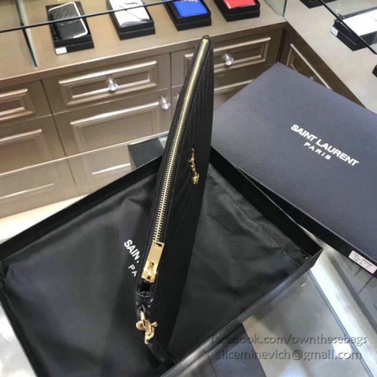 Replica Saint Laurent Clutch Bag Black with Gold Hardware