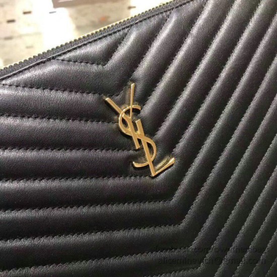Replica Saint Laurent Clutch Bag Black with Gold Hardware
