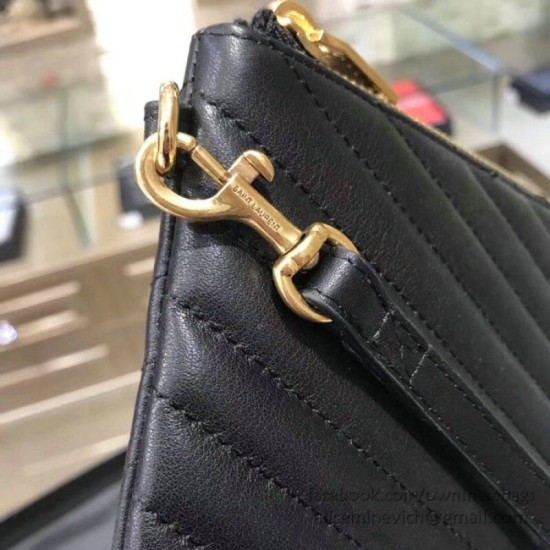 Replica Saint Laurent Clutch Bag Black with Gold Hardware