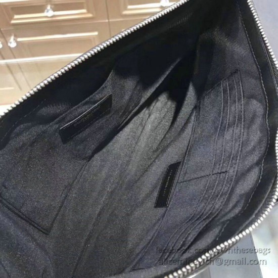 Fake Saint Laurent Clutch Bag Black with Silver Hardware Replica