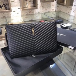 Replica Saint Laurent Clutch Bag Black with Gold Hardware