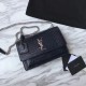 Replica YSL Saint Laurent Medium Sunset Bag In Crocodile Embossed Shiny Leather Dark Blue