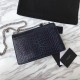Replica YSL Saint Laurent Medium Sunset Bag In Crocodile Embossed Shiny Leather Dark Blue