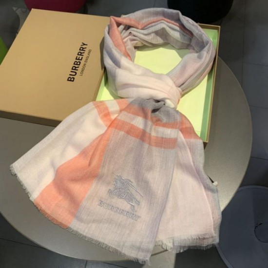 Fake Burberry Check Cashmere Silk Shawl 80 x 200 Orange Replica