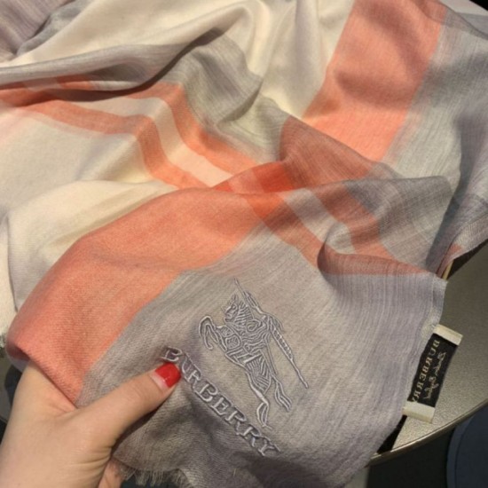 Fake Burberry Check Cashmere Silk Shawl 80 x 200 Orange Replica