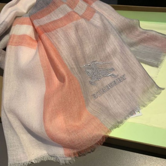 Fake Burberry Check Cashmere Silk Shawl 80 x 200 Orange Replica