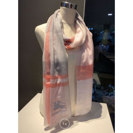 Fake Burberry Check Cashmere Silk Shawl 80 x 200 Orange Replica